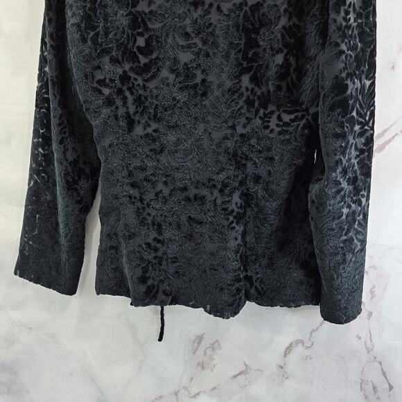 Alex Evenings Jacket Womens Large Black Velvet Wrap Floral Lightweight Topper - Picture 7 of 10